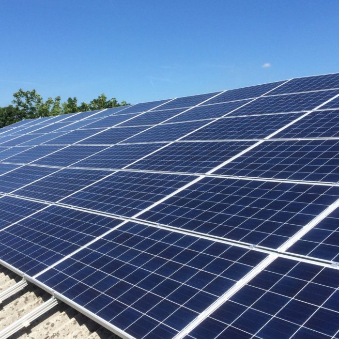 Solar panels on roof of commercial premises