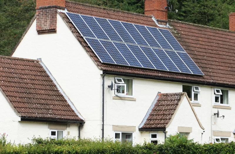 Cottage with solar panels